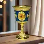European Gemstone Rose Metal High Footed Wine Cup Wedding Toast Cup Household Wine Glass Holiday Gift – close-up detail