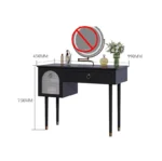 Goldoma compact vanity desk with drawer storage and mirror in a corner bedroom setting