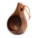 E5BB Finland Kuksa Portable Coffee Mug Acacia-Wood Handle Cowhide Rope Hook Juice Cup – top view
