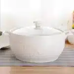 Ceramic Soup Pot Nordic Phnom Penh White Round 2.6L Large Bowl with Lid Cooking Utensils Household Kitchen Supplies