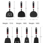 Goldoma high heat resistant spatula in use on a non-stick frying pan
