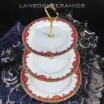 European Style Ceramic Double Layered Tray Fruit And Candy Plate Afternoon Tea Cake Stand Three Tier Dessert Holder Serving