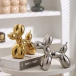 Vilead Ceramic Plating Balloon Dog Orange Figurines Animal Statue Handmade Sculpture Gold Sliver Modern Living Room Desk