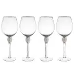 4/2Pcs Creative Silver Rimmed Wine Glasses Set Diamond Glass Cup Cocktail Glass Champagne Cup Bar Party Long Stem Wedding