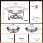 4 Pack 5QT Chafing Dishes for Buffet Stainless Steel Chafing Dish buffet Set Food Warmers For Parties, Wedding, Camping, Banquet - Image 14
