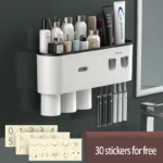 Magnetic Toothbrush Holder Storage Rack Automatic Toothpaste Dispenser Wall-Mounted Waterproof Bathroom Storage Accessories