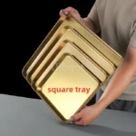 Golden Square Stainless Steel Food Service Tray plate set Nonstick Bakeware Fruit Cookie Bread Plate Kitchen Storage Container - Image 29