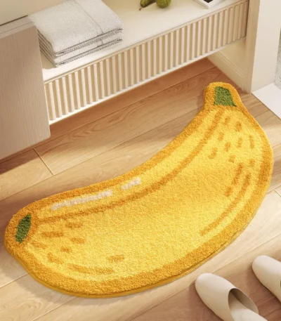 Creative Fruit-shaped Bath Mat Thickened Flocked Microfiber Bathroom Rug Non-slip Water-absorbent Quick-drying Foot Mat