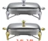 Stainless steel chafing dish buffet set with lid and handle on a table