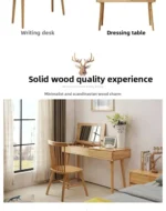 Solid wood dresser with mirror – makeup table with drawer in walnut finish, bedroom storage furniture from Goldoma