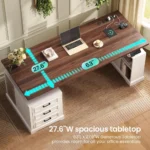 Farmhouse Electric Standing Desk, 63" Height Adjustable Computer Desk with 3 Drawers, Storage Shelves, Customized – styled