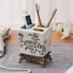 Bathroom Accessories Vintage Flower Ceramic Toothbrush Holder Bathroom Couple Toothbrush Toothpaste Storage Holder Bathroom