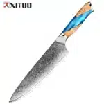 XITUO Damascus Kitchen Knife Set HighQuality 1-7PC Japanese VG10 Steel Chef Knife Cleaver Santoku Boning Fruit Knife Blue