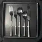 Stainless Steel Luxury Cutlery Aluminium Light Weight Handle Flatware Cutlery Spoon Fork Knife Dinnerware Set of 5 with Box