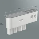 Automatic Toothpaste Dispenser Magnetic Adsorption Inverted Toothbrush Holder With Cup Toothpaste Bathroom Storage Rack Set