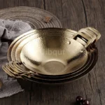 Double Ear Bar Cauldron Commercial round bottom pot Small Hot Pots Thickened creative stainless steel dry pot Pot cub Golden