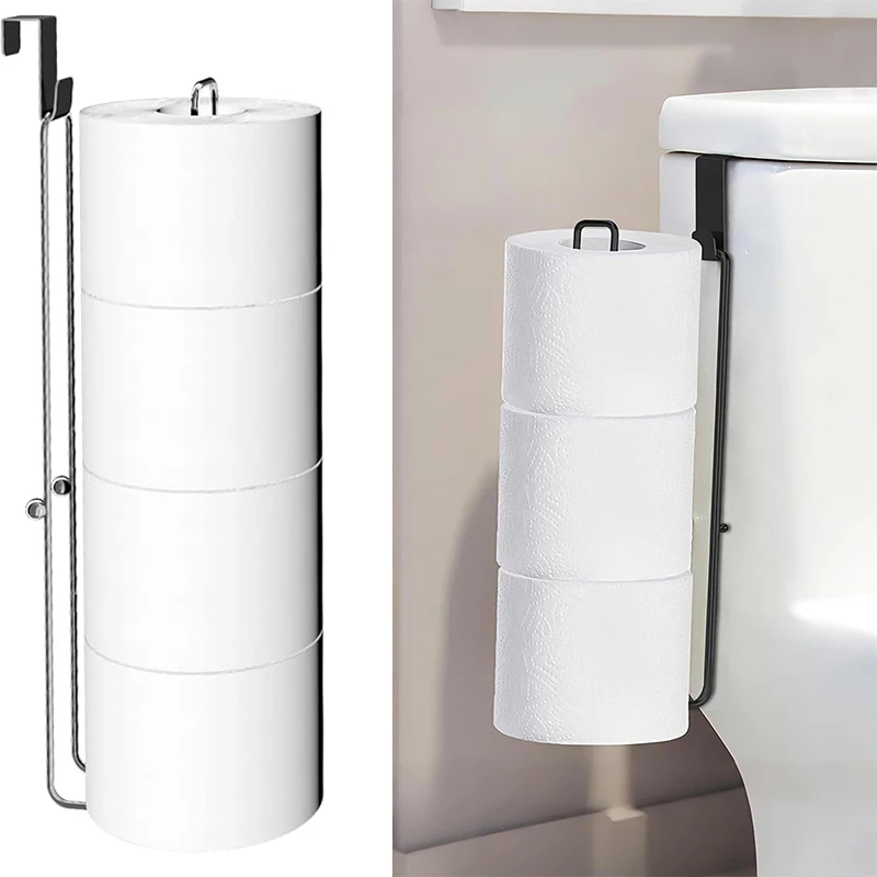 Toilet Paper Holder with Storagefor Tissue Wall Mounted Over The Tank Toilet Paper Holder Organizer Self Adhesive Toilet