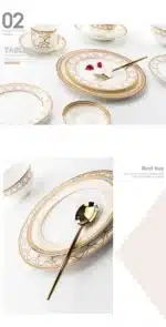 Delicate Bone China Bowl Saucer Luxury Gold-plated Dinner Plate Coffee Cup Hotel Restaurant Dinnerware Dinner Cooking Fish