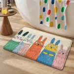 Cartoon Rabbit Bath Mat - Ultra Soft Cotton Velvet, Absorbent & Quick Dry, Non-Slip Backing, Cloud-Like Comfort for