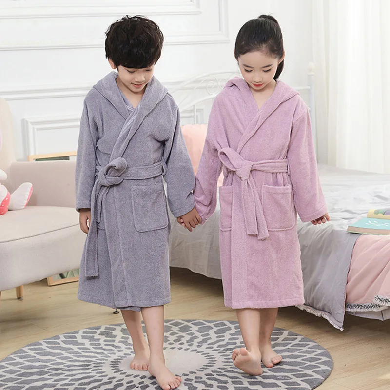 Children Bathrobe 100% Cotton Thickened Soft Hooded Belted Towel Robe for Boys Girls Aged 2-12 Years Children Bathrobe 100% Cotton Thickened Soft Hooded Belted Towel Robe for Boys Girls Aged 2-12 Years