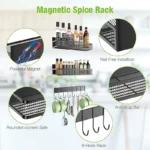 Goldoma magnetic spice rack set of 4 attached to refrigerator with spices