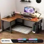 47 in Computer Desk with Drawer, Storage Cabinet Shelve, L Shape Home Office Reversible Study Table, Wood Executive Writing