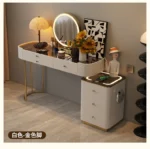 Modern dressing table with mirror and two drawers in white painted finish for bedroom use
