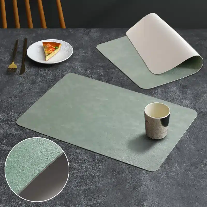 Luxury Placemat Leather Waterproof Double Layer Cowhide Western Food Mat Hotel Insulation Mat Placemats for Dinning Table