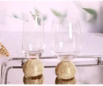 Elegant luxury crystal stemware diamond glass wine goblets on a table setting