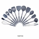 Goldoma silicone cooking spoon set in grey, including slotted spatula and solid spoon