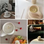 Cute Coffee Mug Personalised Ceramic Coffee Cup & Saucer Sets for Office and Home Couple Mugs for Latte Milk and