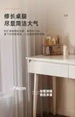 Solid Wood Dressing Table with Mirror and Stool - White – close-up detail