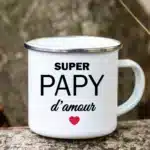 Super Papy Print Mugs Creative Coffee Cups Drink Water Tea Camping Cup Enamel Mug Outdoor Home Handle Drinkware Gift for