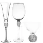 4/2Pcs Creative Silver Rimmed Wine Glasses Set Diamond Glass Cup Cocktail Glass Champagne Cup Bar Party Long Stem Wedding