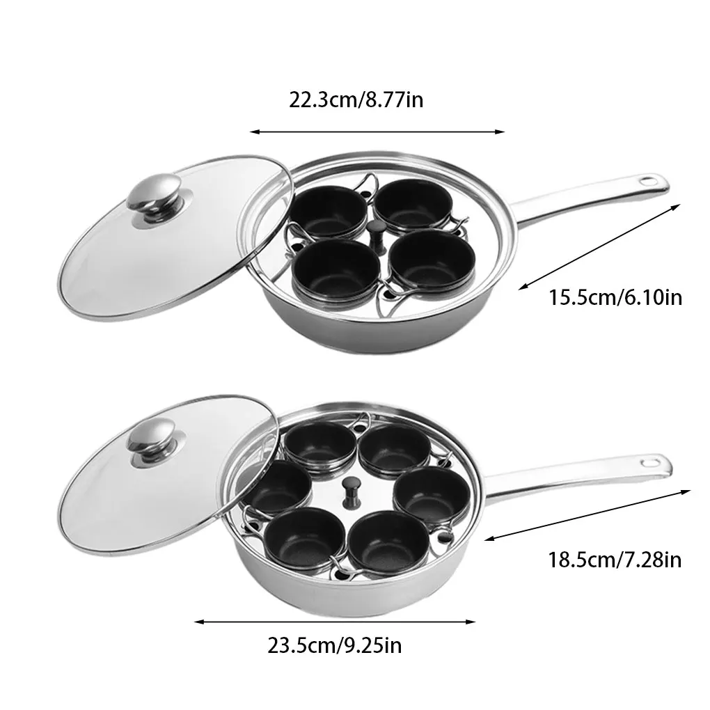 Egg Poacher Pan Stainless Steel Egg Steamer universal Induction Cooktop Egg Steamer Frying Pan for Breakfast Steamed Egg