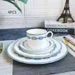 European Ceramic Western Dinner Plate Set, Steak Plate, Coffee Salad Tray, Dinnerware, Full Set, Simple Design, 10 ", 4 Pcs