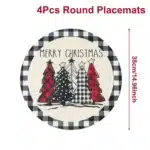 4pcs Christmas Vintage Placemat Merry Christmas Party Decoration 2025 Xmas Santa Claus Placemat Navidad Natal New Year Gift