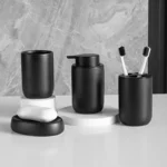 Nordic Ceramic Bathroom Lotion Bottle Press Hand Sanitizer Bottle Mouthwash Cup Toothbrush Holder Black Liquid Soap Dispenser