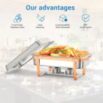 4 6 Packs Chafing Dishes for Buffet Stainless Steel Chafers and Buffet Warmers Sets, Rectangle Catering Food Warmers for Kitchen - Image 9