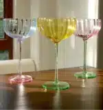 Colorful Glass Vertical Stripes Petal Shaped Glasses Goblet Grape Wine Glass Red Wine Glass Dessert Glass Bowl – top view