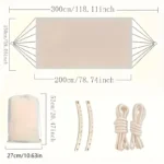 Bohemian Style Double Hammock with Tassels Canvas Fabric Thickened Ropes & Carrying Bag Max Weight Capacity for Outdoor