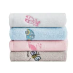 1Pc 30x30cm Square 100% Cotton Cartoon Animal Embroidered Super Soft Bathroom Children Kids Hand Face Towel - Image 3
