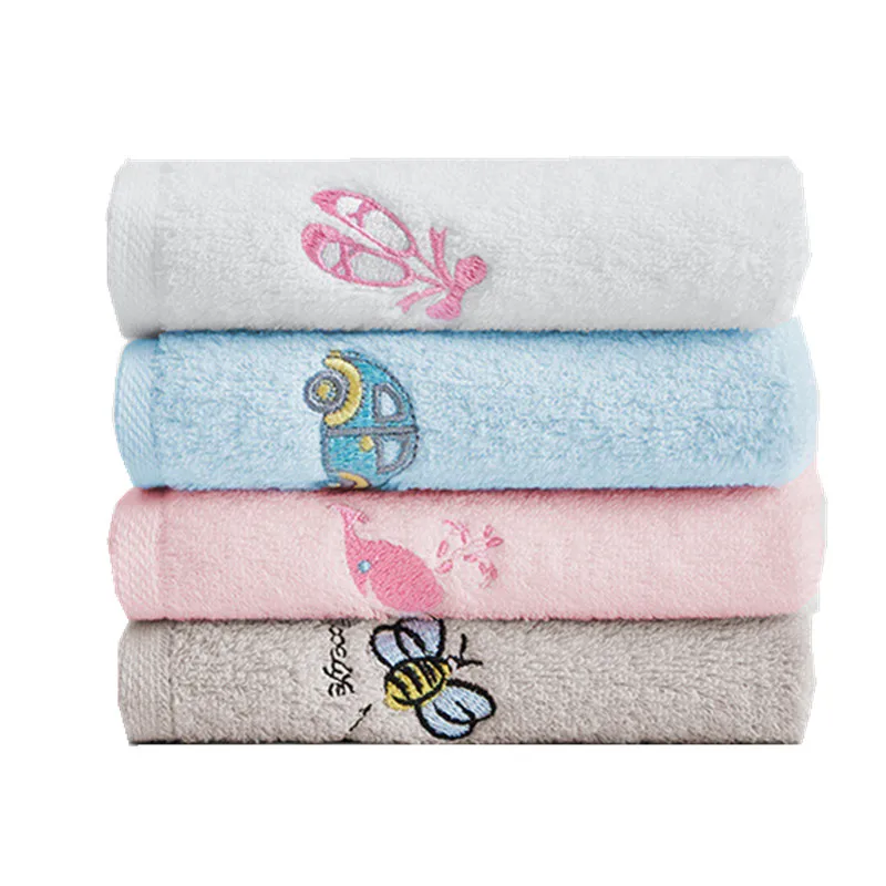 1Pc 30x30cm Square 100% Cotton Cartoon Animal Embroidered Super Soft Bathroom Children Kids Hand Face Towel