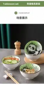 Creative Panda Tableware Set Cartoon Ceramic Tableware Gift Box – close-up detail