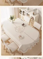 Oval dining tablecloth, washable waterproof oil-proof heat-resistant new luxury table cover for living room tea table