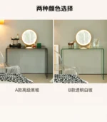 Minimalist vanity desk with drawers and mirror - Goldoma modern dressing table with stool
