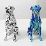 Boxer dog statue on an entrance console table, welcoming guests.