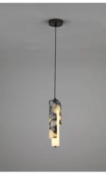 Luxury Black Cylinder Natural Stone Pendant Lamp High-end Bedside LED Chandelier Living room Decoration Home Hanging Lights