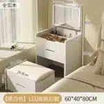 Compact LED Makeup Vanity Desk with Stool and Mirror – side view