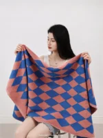 Striped Geometric Rhombuses Cotton Towels Soft Absorbent Face Towel Combed Long Staple Kids Hands Towel Adult Bath Household